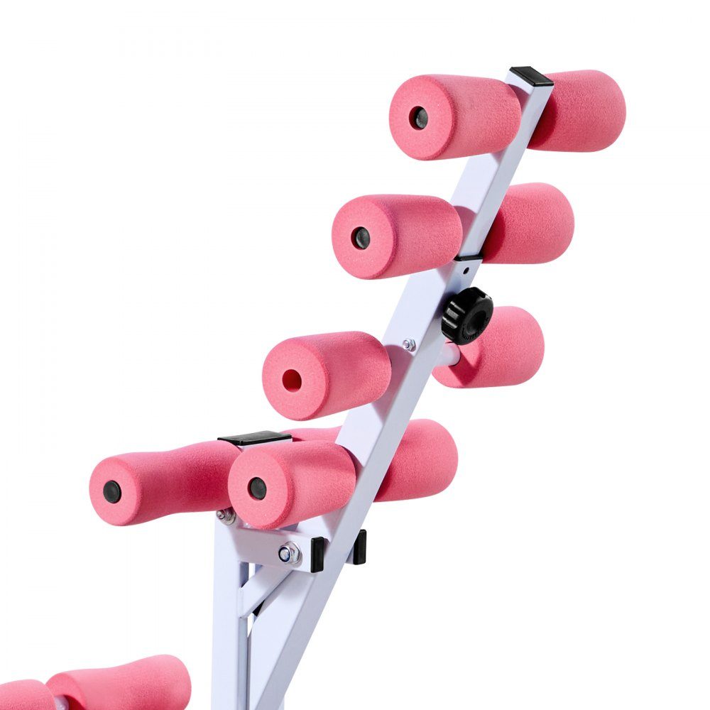 Deep Squat Machine, Adjustable Glute Trainer with 3 High Strength Resistance Bands, Folding Core and Glute Trainer, Push Up Exerciser for Home Gym, Pink + White