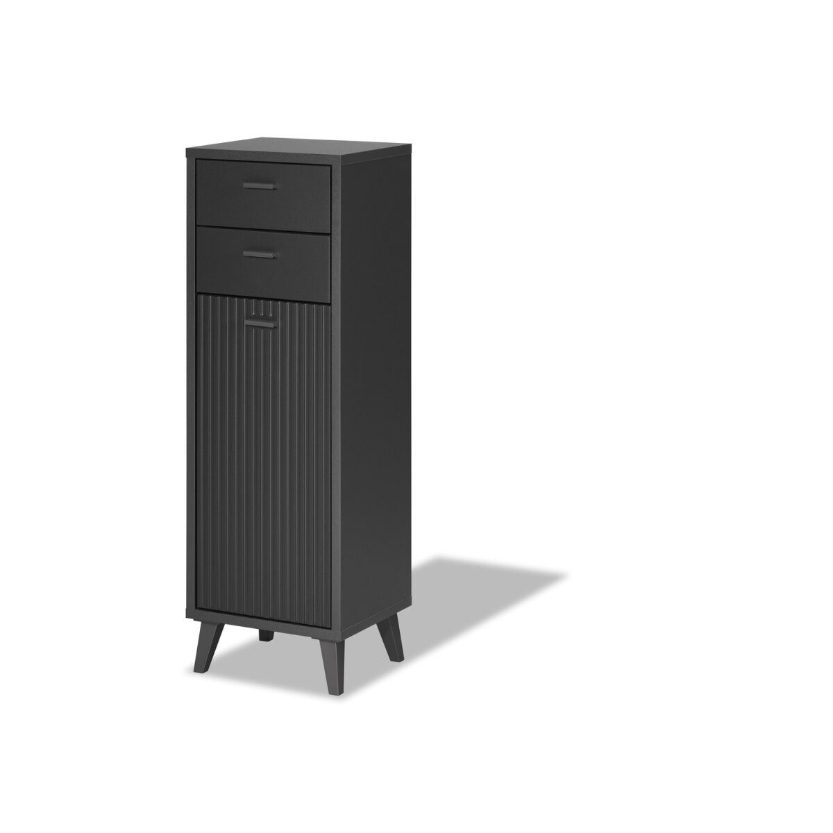 LIVARNO home Bad-Seitenschrank, mit Wellenoptik, schwarz