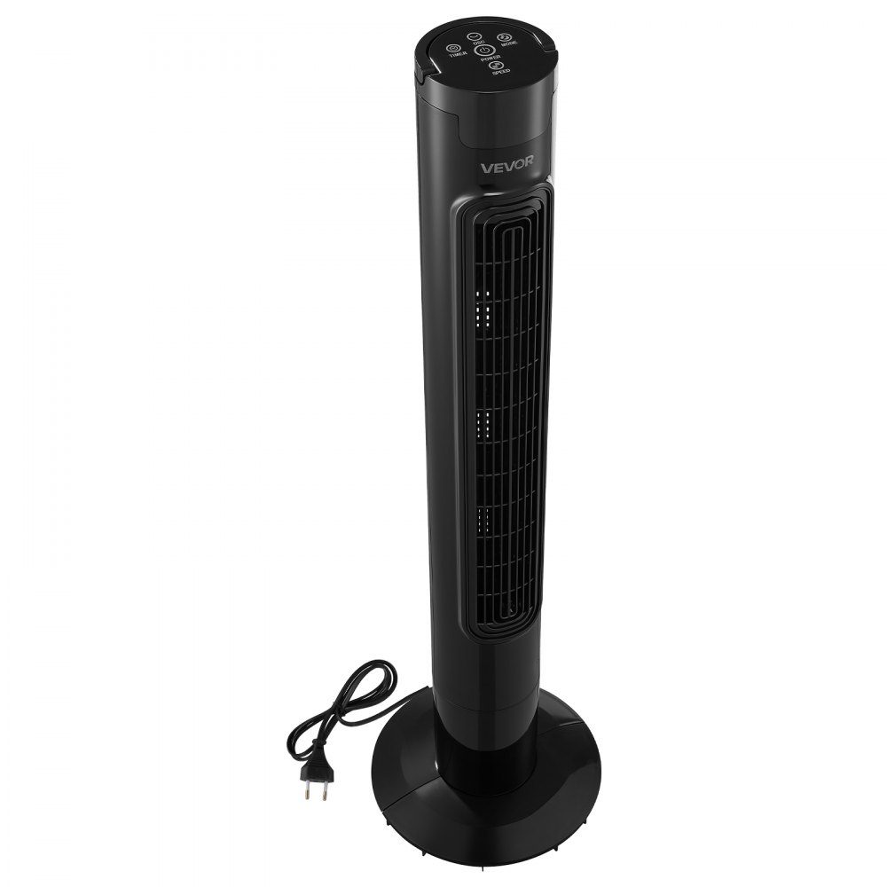 50 W Turmventilator, 985 mm Säulenventilator mit 3 Geschwindigkeiten, 3 Modi, 7,5-Stunden-Timer, 50° oszillierender Ventilator mit Fernbedienung, leiser Standventilator für Schlafzimmer, Büro, Schwarz