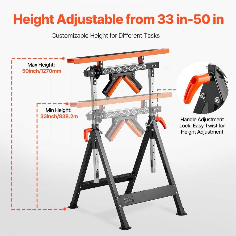 4-in-1-Rollenständer 200 kg, Rollenständer 84–127 cm höhenverstellbar, Arbeitsständer mit Gestell und poliertem multidirektionalem Rollenkopf, für Tischkreissägenauslauf, Verlängerungsunterstützung
