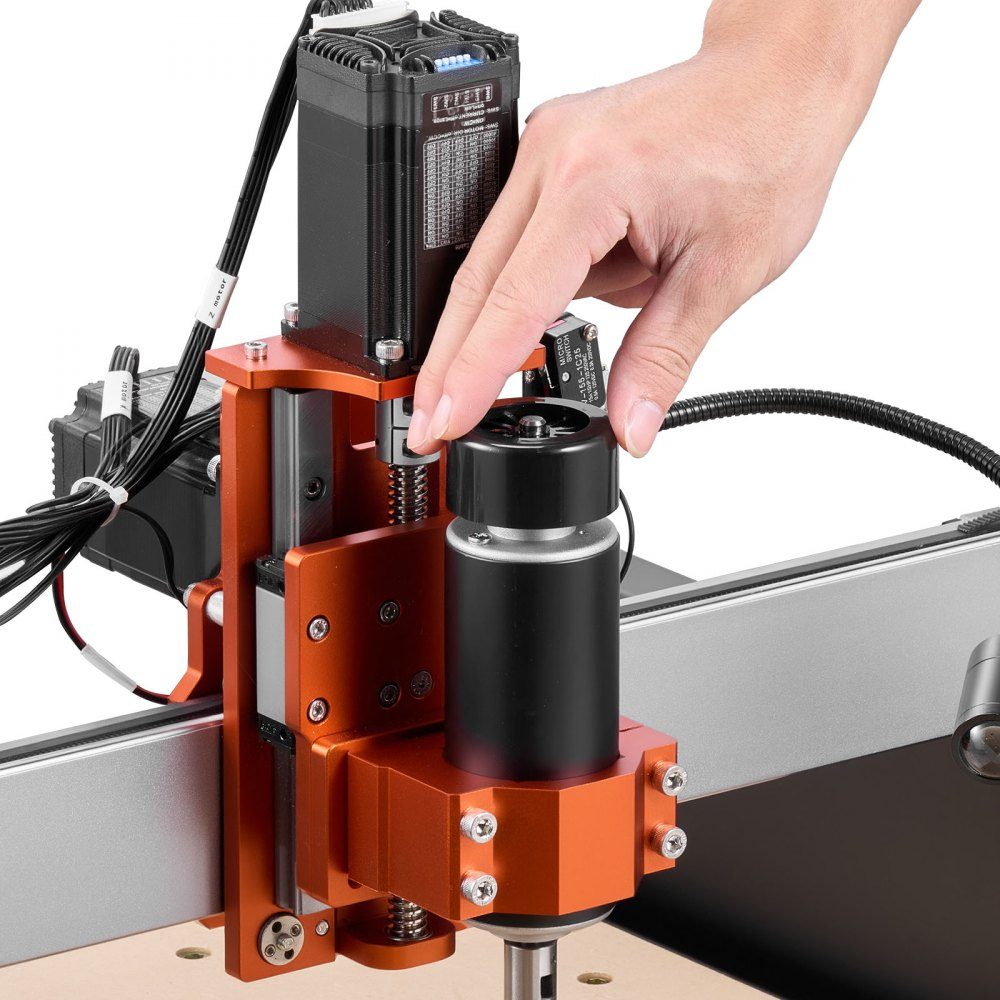 CNC-Fräsmaschine, 500-W-Spindel, 3-Achsen-Graviermaschine mit zwei Linearführungen und Kugelumlaufspindel, Arbeitsbereich von 400 x 400 x 95 mm, Trimmer für Holz und Acryl