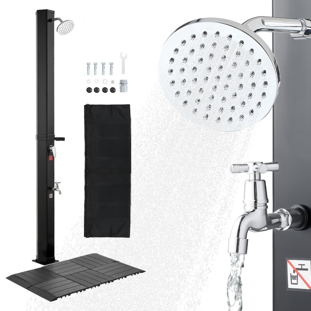 Prysznic solarny 35L, prysznic ogrodowy 2160 mm Prysznic zewnętrzny z płytą podstawy i mocowaniem do stóp, prysznic przy basenie z regulacją ciepłej i zimnej wody, prysznic kempingowy do ogrodu, basen, basen na plaży, czarny Prysznic solarny 35L, prysznic ogrodowy 2160 mm Prysznic zewnętrzny z płytą podstawy i mocowaniem do stóp, prysznic przy basenie z regulacją ciepłej i zimnej wody, prysznic kempingowy do ogrodu, basen, basen na plaży, czarny
