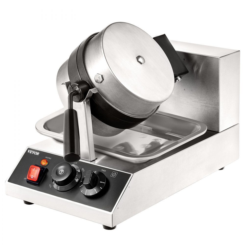 Round waffle iron waffle 1300 W, contact grill Belgian waffle iron 4 pieces. Stainless steel waffle machine including food clip, brushes and anti-scald handle, for cafes, restaurants etc