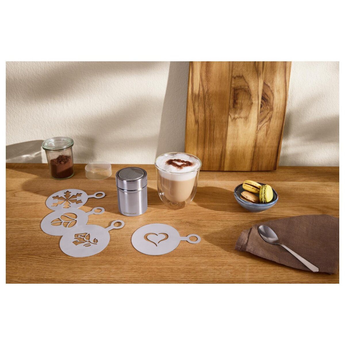 SILVERCREST® Siebträger-Abschlagbox / Tamperstation / Milchkännchen / Kakaostreuer mit Motiven