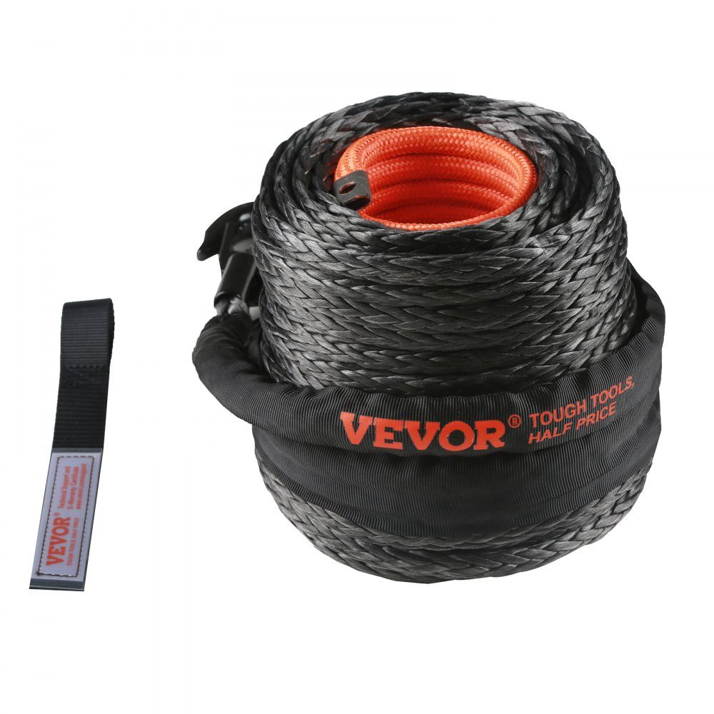 Synthetisches Windenseil, 12,7 mm x 28,04 m, 14,51 t, synthetisches Windenseil, Kabelseil mit Schutzhülle + geschmiedetem Windenhaken + Kordelzug, universell passend für SUV, großes Geländefahrzeug