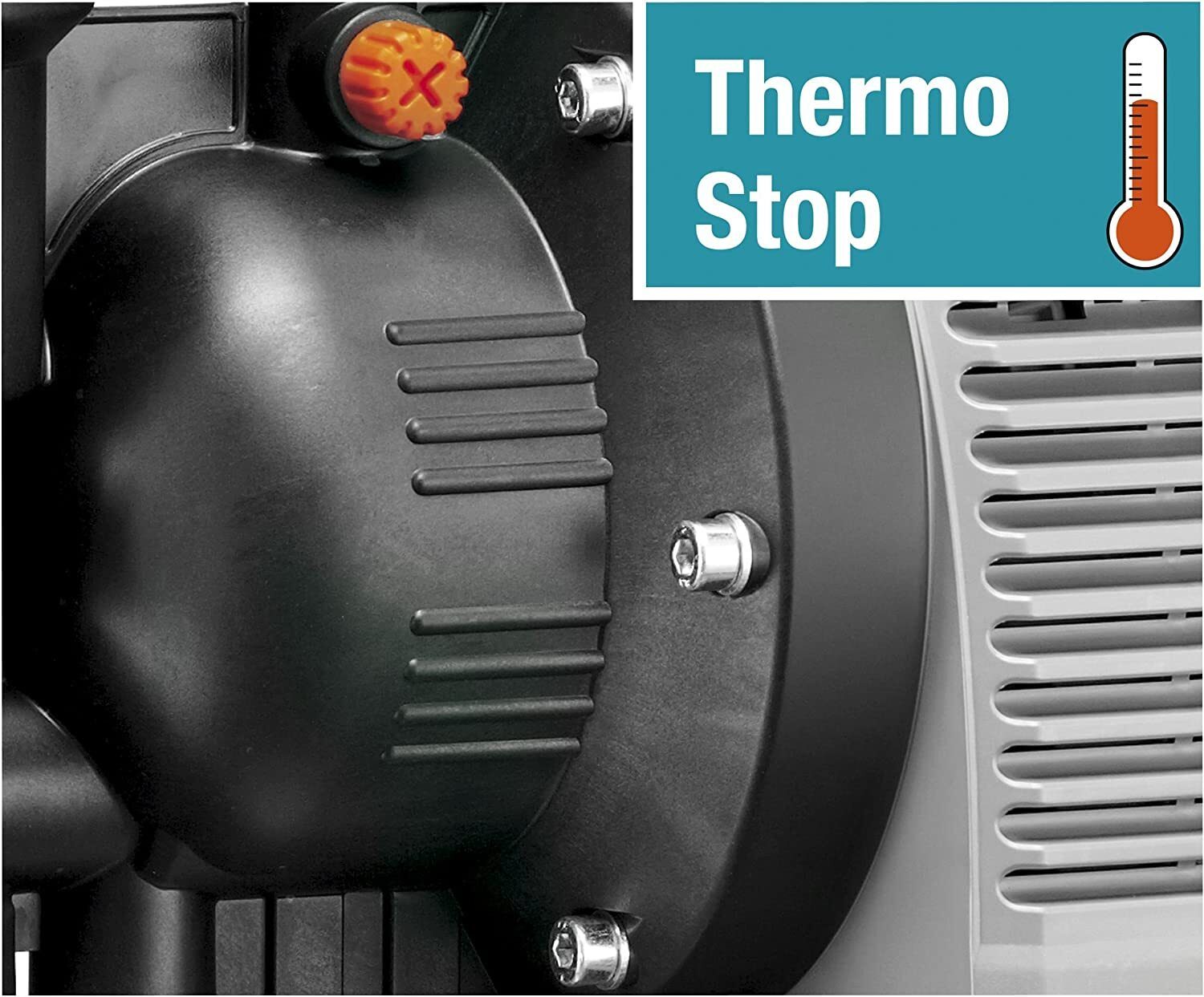 Gardena Classic huishoudwaterleiding 3000/4 eco: Huishoudwaterpomp met thermische beveiligingsschakelaar, terugslagklep, 650W vermogen, max. leveringscapaciteit tot 2.800 l/u - 650 W (1753-20), zwart, blauw, grijs, oranje
