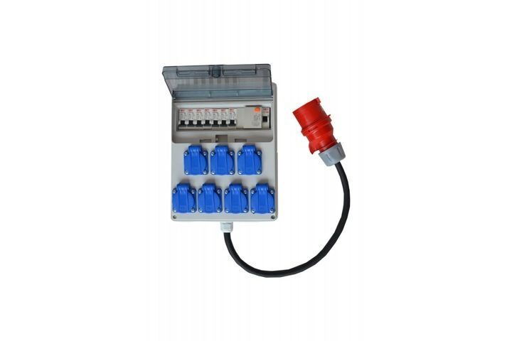 Electrical wall distributor 7 x 230 V 16A complete set construction power distribution CONSTRUCTION SWITCHGEAR switchgear