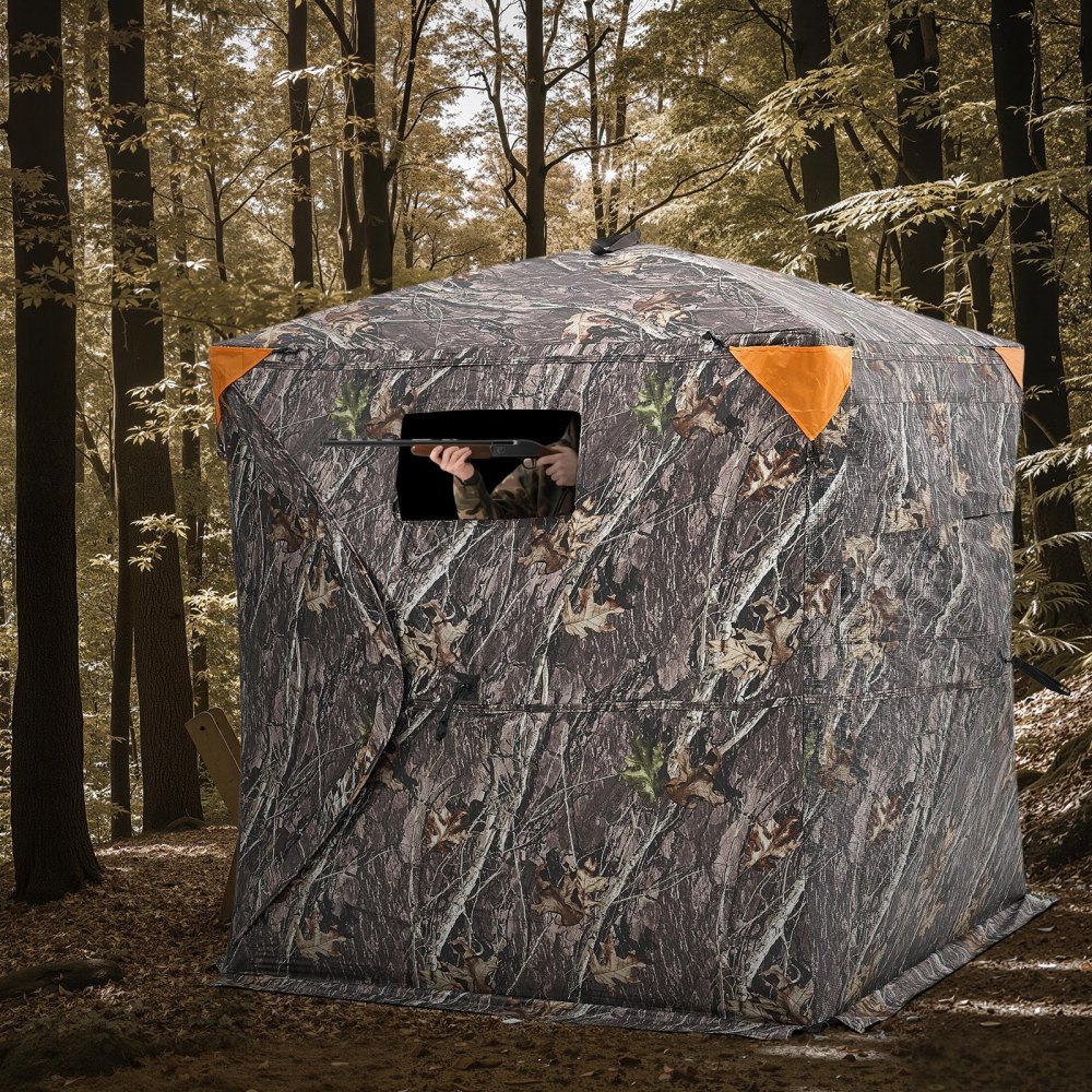Hunting tent hunting hideout, 2-3 person portable camouflage tent, 270° transparent ground hideout, suitable for turkey and deer hunting, hunting shelter with carry bag, 148 x 148 x 170 cm Hunting tent hunting hideout, 2-3 person portable camouflage tent, 270° transparent ground hideout, suitable for turkey and deer hunting, hunting shelter with carry bag, 148 x 148 x 170 cm