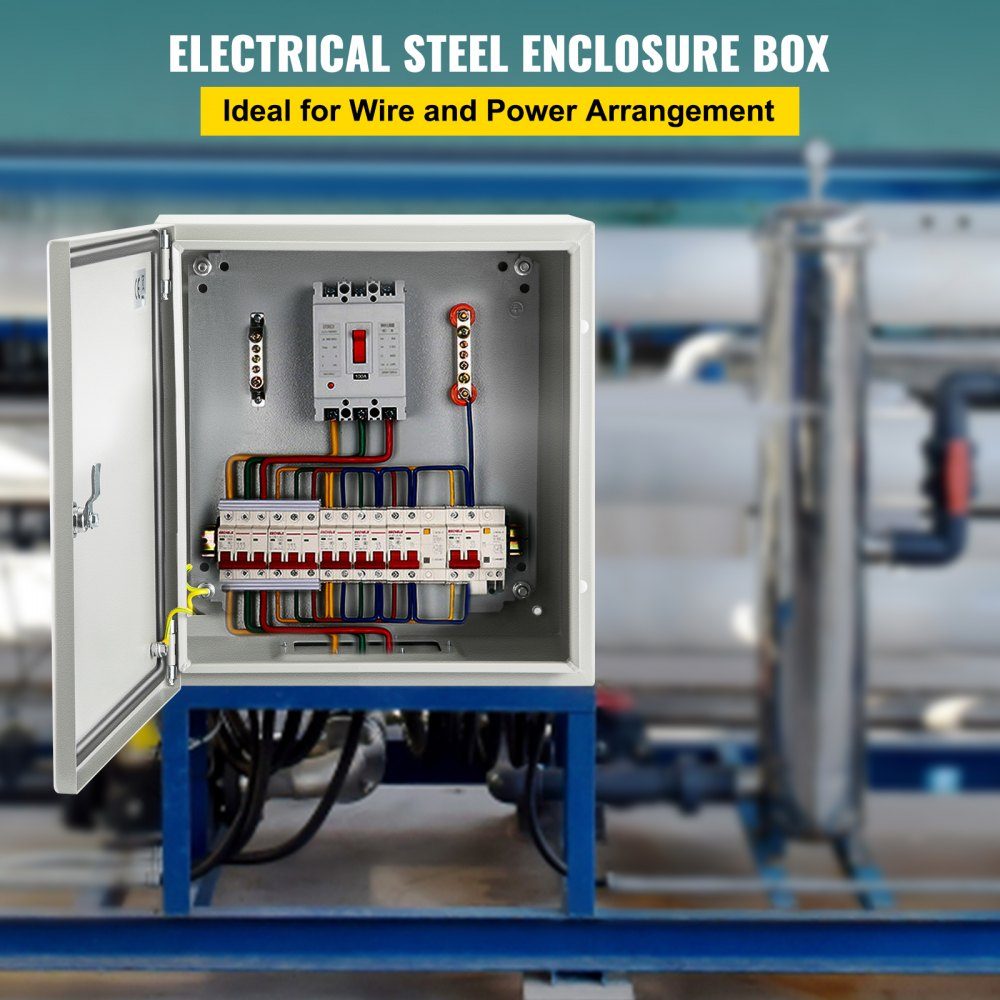 Steel electrical box, electrical enclosure, 20x20x15 cm, carbon steel, IP65