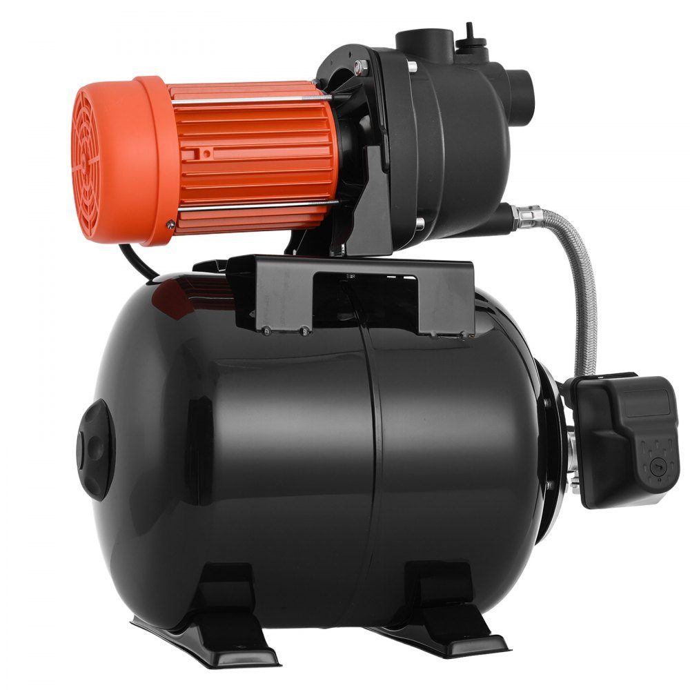 Hauswasserwerk 800 W, 5000 L/h Strahlpumpe mit 19 L Druckbehälter, 49 m Förderhöhe, inklusive automatischem Wasserfördersystem & Kunststoff-Pumpenkopf, für Gartenbewässerung & Hauswasserversorgung