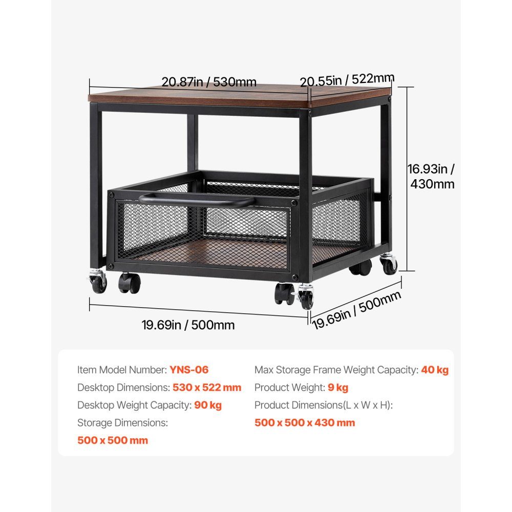 Mini support de Réf. rigérateur, support de réfrigérateur avec capacité de charge de 90 kg, table de réfrigérateur avec chariot de rangement mobile et roues pivotantes, support de réfrigérateur à boissons pour bar à café, appartement, marron foncé