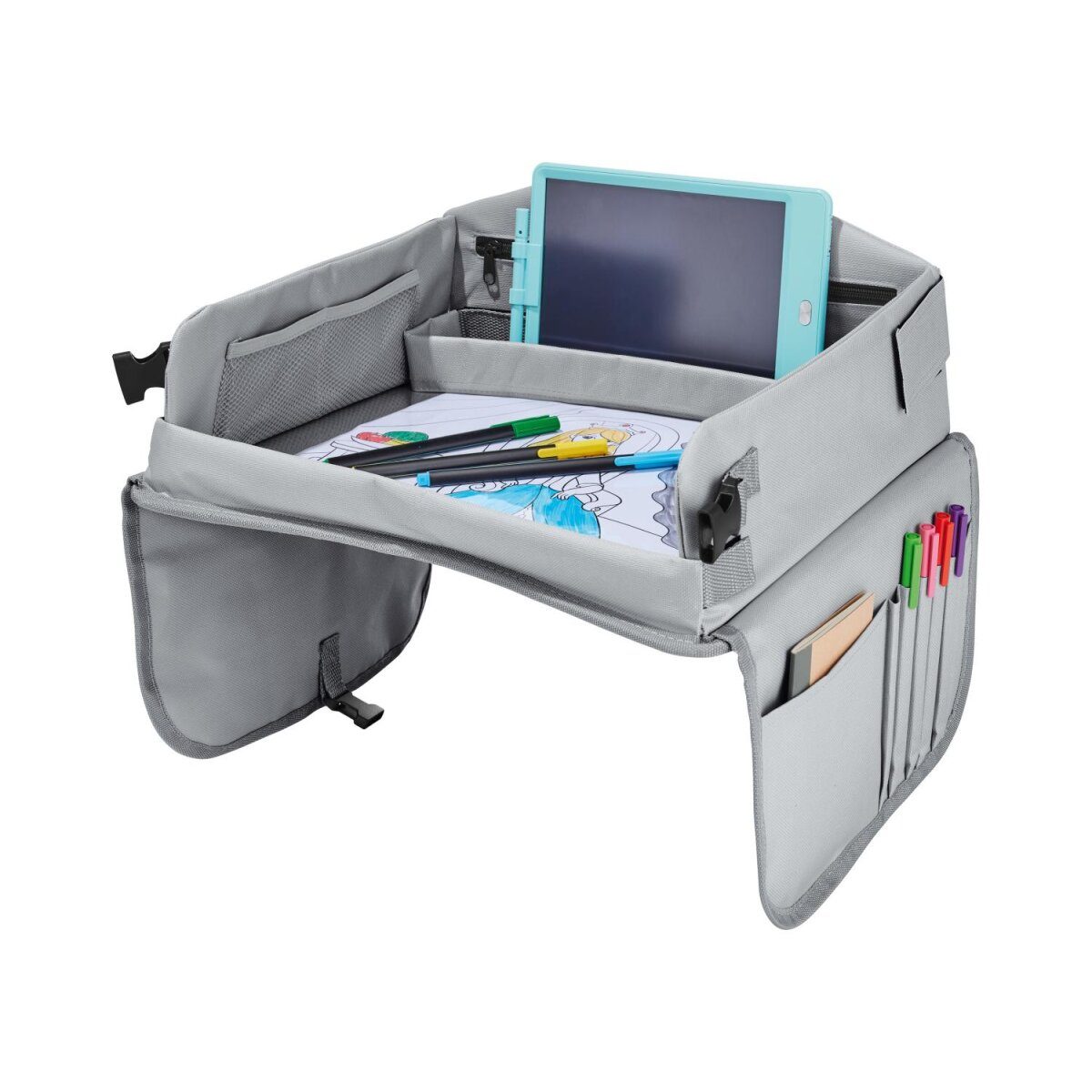 ULTIMATE SPEED® Tragbarer Reise- und Gaming-Tisch mit integriertem Tablet-Halter (Grau)
