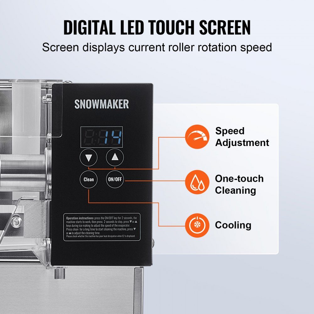 Commercial Snowflake Ice Machine, Snow Ice Machine, 80kg/24 Hours Snowflake Ice Machine, Ice Shaver, Electric Snow Cone Maker with Air Cooling System and Touch Screen for Bakery Cafe