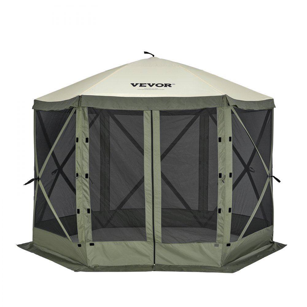 Pop-up-Pavillonzelt, Pop-up-Zelt mit 6 Seitenüberdachungen, Sonnenschutz mit 6 abnehmbaren Sichtschutz-Windtüchern und Netzfenstern, 10 x 10 Fuß, Schnellaufbauzelt mit Moskitonetz, Armeegrün Pop-up-Pavillonzelt, Pop-up-Zelt mit 6 Seitenüberdachungen, Sonnenschutz mit 6 abnehmbaren Sichtschutz-Windtüchern und Netzfenstern, 10 x 10 Fuß, Schnellaufbauzelt mit Moskitonetz, Armeegrün