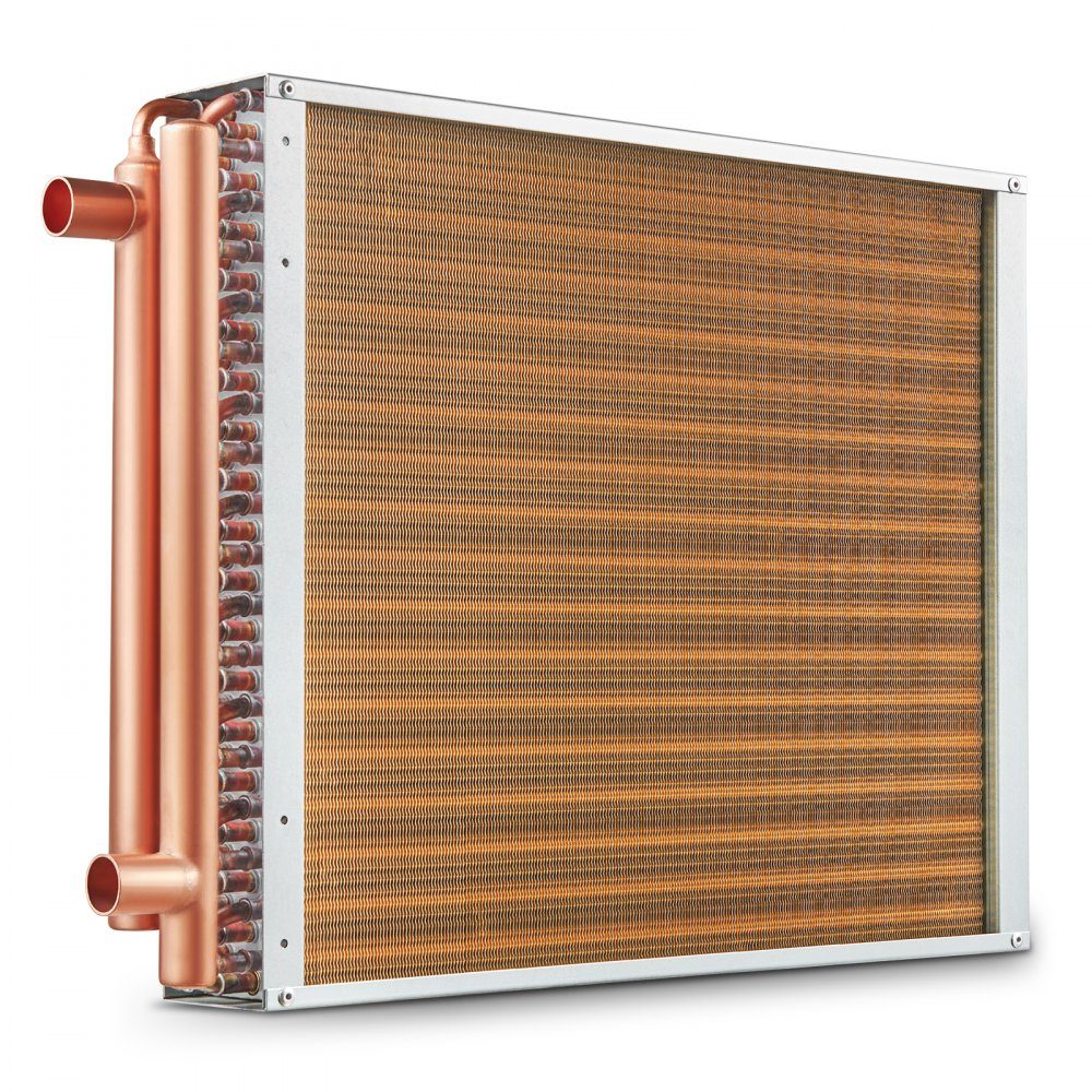 18" x 20" Wasser-Luft-Wärmetauscher mit 3-reihigen 9,53-mm-Kupferanschlüssen, 242 Aluminiumlamellen-Wärmetauscher für Holzöfen, Wohnraumheizung und -kühlung sowie Warmluftheizung