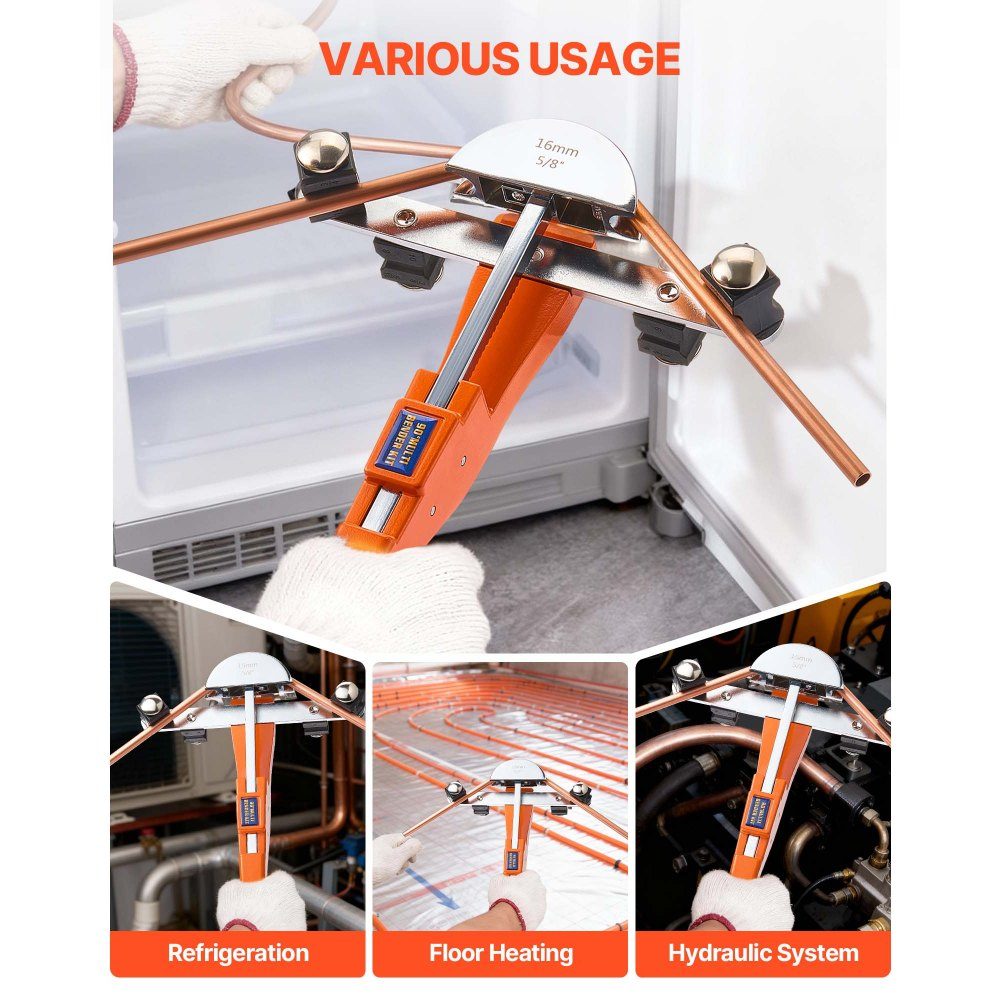Pipe Bender 6-22mm Pipe Bender Up to 90° Forward Hand Bending Tool 7 Jaw Aluminum Alloy Bending Machine HVAC Tools for Copper and Aluminum Refrigeration Equipment Maintenance
