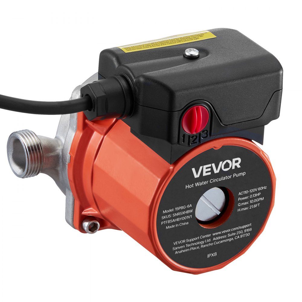 Circulation Pump 38L/min Instant Circulation Circulation Pump System 3 Speed ​​Control 100W AC 220-240V G3/4" to G1/2" Adapter Stainless Steel Head for Water Heater System