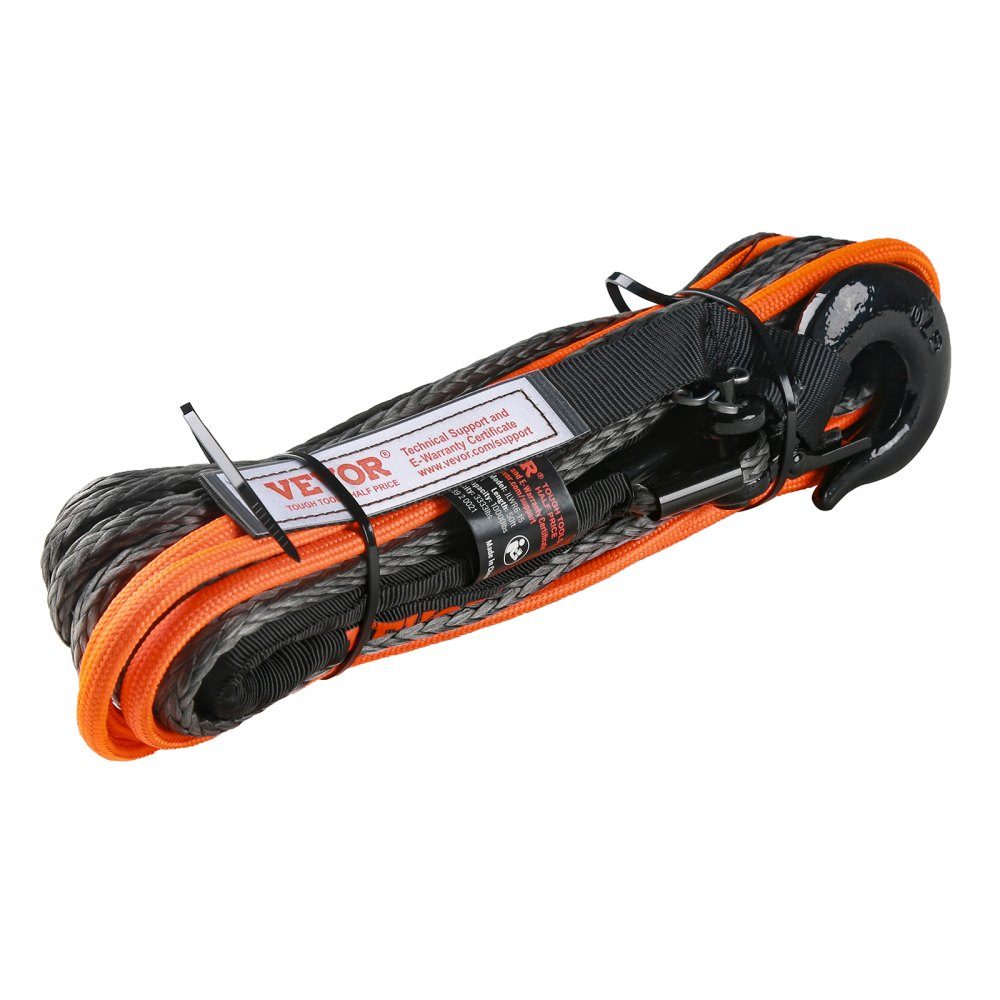 Corde en plastique 6,4 mm x 15,2 m Corde de treuil synthétique fabriquée à partir de 12 brins de fibres de polyéthylène à haut poids moléculaire Corde de treuil Powerline idéale pour le remorquage de VTT, UTV, voitures, SUV et grands tout-terrains