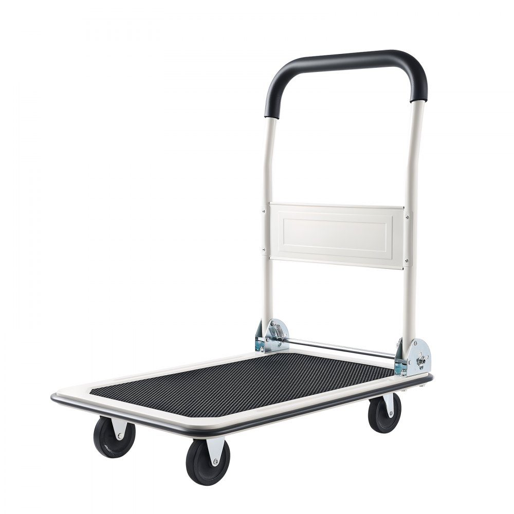 Folding platform trolley 150 kg, transport trolley with swivel castor, hand trolley loading area with anti-slip coating, transport aid for easy storage, 735x480x825 mm trolley
