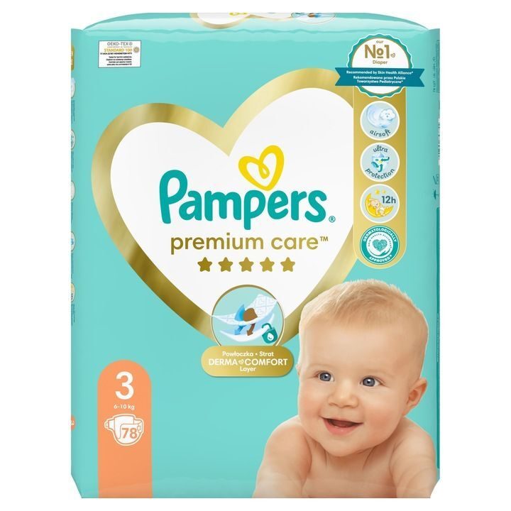 Taille des couches Pampers Premium Care. 3 6-10 kg 78 pièces.