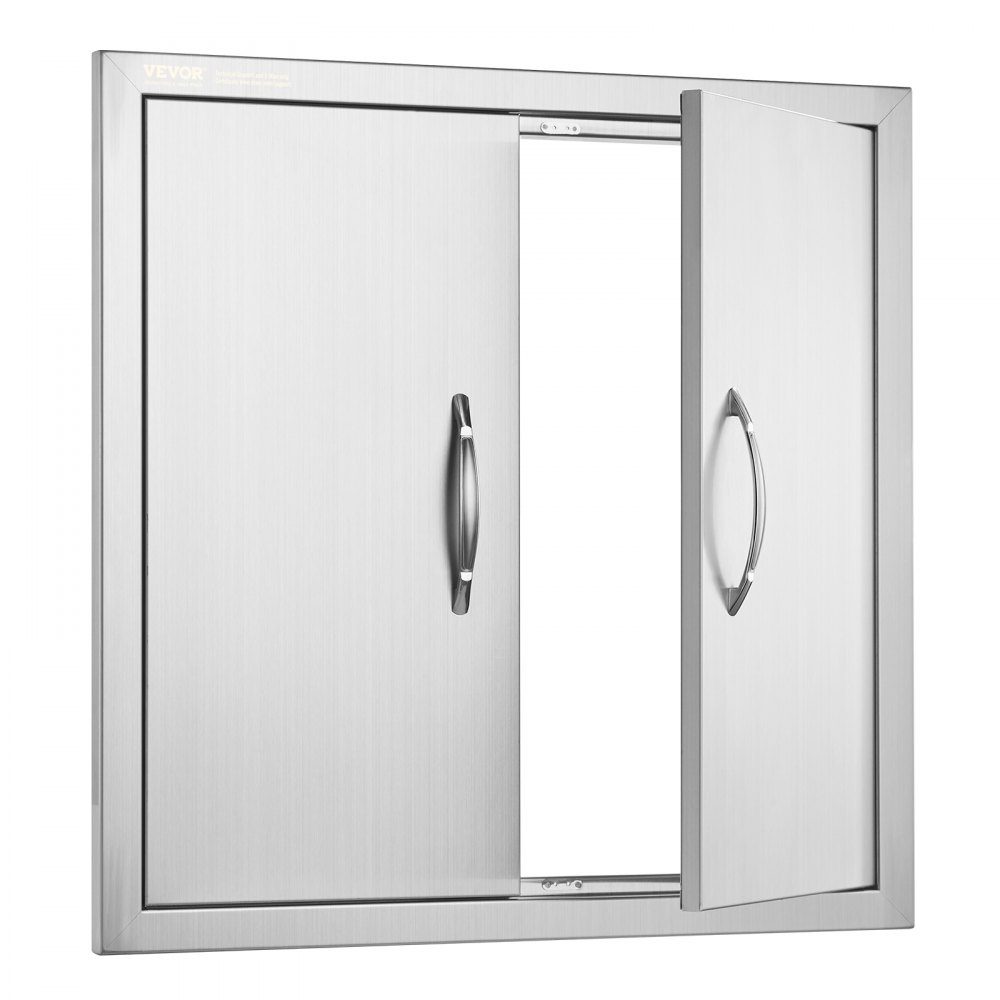 Grill-Zugangstür, 610 x 610 mm, doppelte Außenküchentür, bündig montierte Edelstahltür, doppelwandige vertikale Tür mit Griffen und Haken, für Grillinsel, Grillstation, Außenschrank