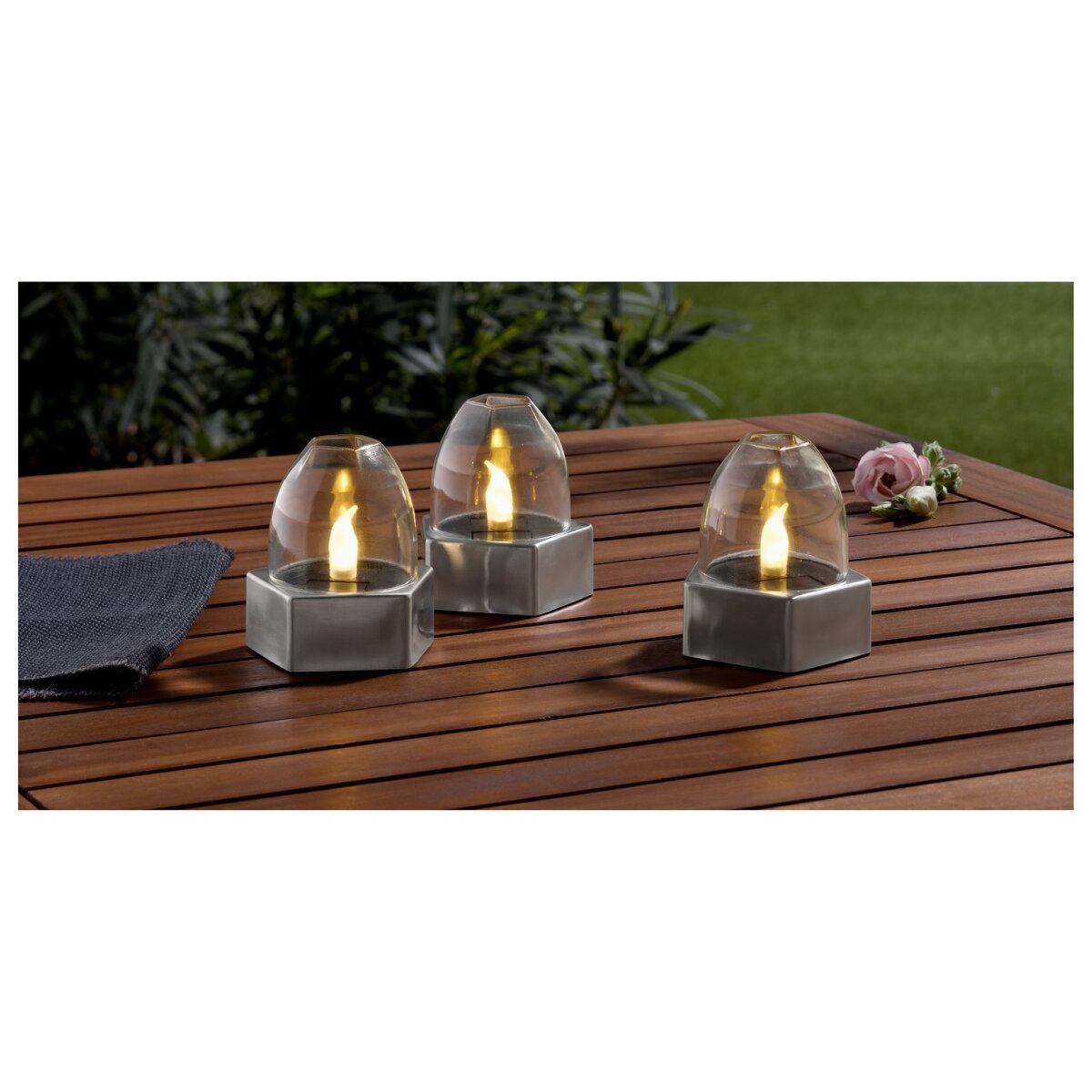 LIVARNO home LED Solarleuchten / Tischleuchten, 3 Stück (Solar LED Lampe 3er Set)