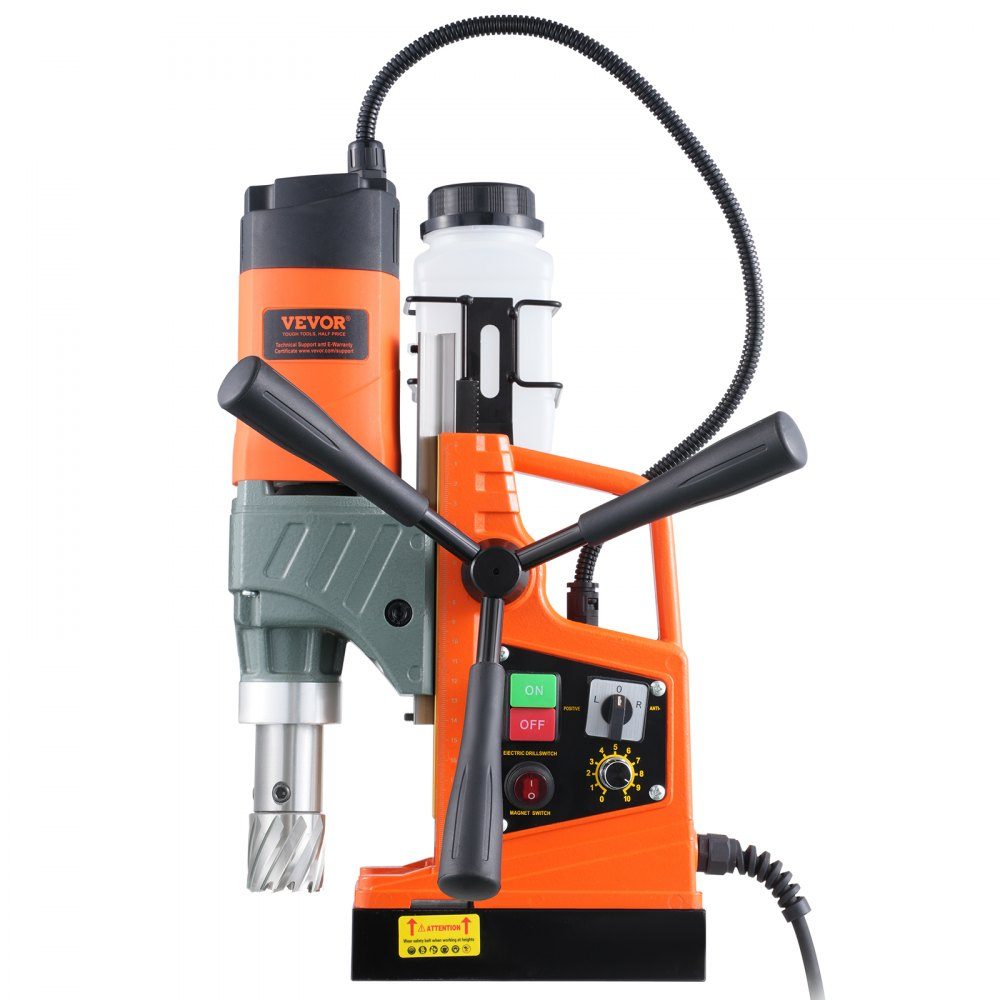 Magnetbohrmaschine, Kernbohrmaschine, 40 mm Bohrdurchmesser, 12500 N, tragbare elektrische Magnetbohrmaschine mit 2 Kernbohrern, Bohrmaschine mit variabler Geschwindigkeit für Metalloberflächen