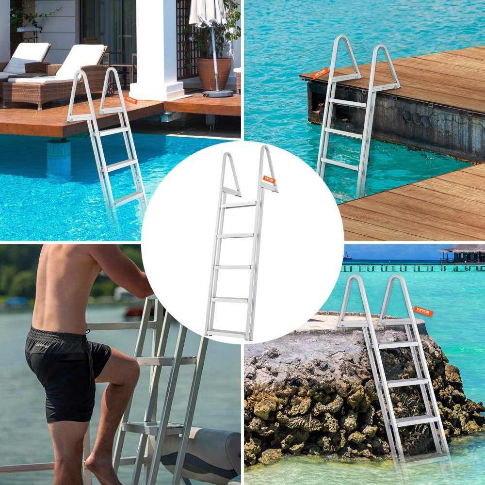 Badeleiter, Bootsleiter, abnehmbar, 5 Stufen, 159kg Tragkraft 610x455x1825mm