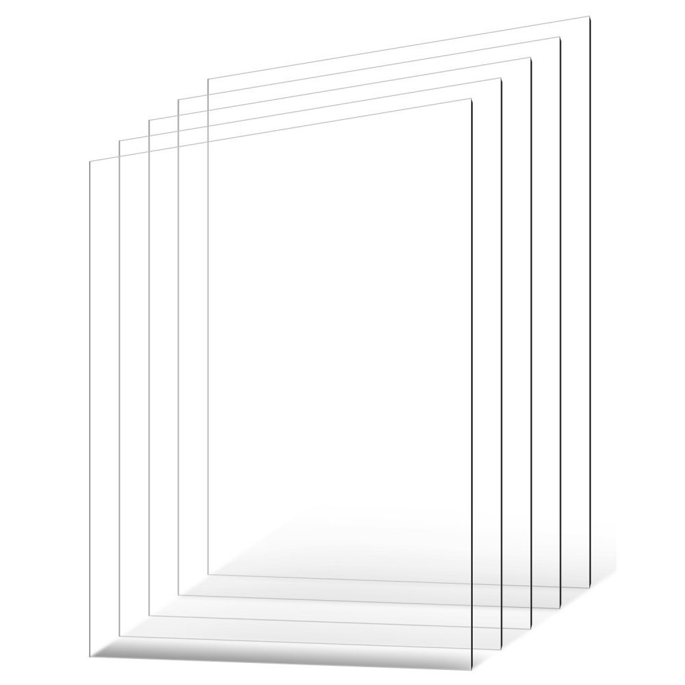 PET/Plexiglass Sheets, Set of 5 Plastic Sheets, 610x914mm, 1mm Thick, Transparent Flexible Plastic Sheets for Crafts, Replacement Glass for Picture Frames, DIY Display Project, Easy to Cut