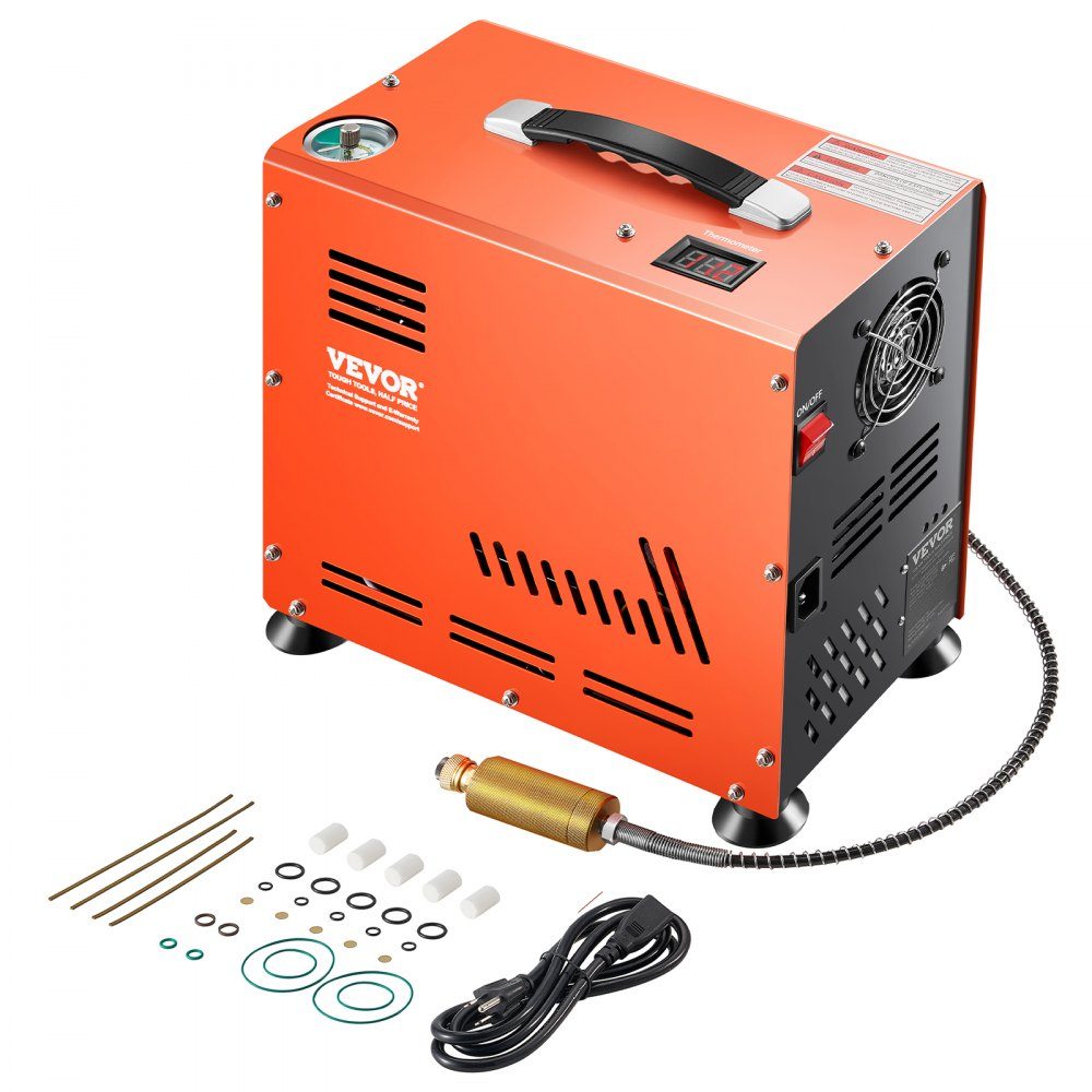 PCP Air Compressor, 800W Double Cylinder PCP Air Rifle Compressor 310bar/30MPa with Built-in Fan Cooling System, Auto Stop | Oil-free paintball tank compressor for air rifle, diving tank