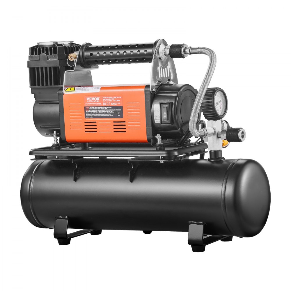 12-V-Hochleistungs-Luftkompressor mit 6-Liter-Tanksatz, 6,35 CFM tragbarer Reifenfüller, 150 PSI Off-Road-Luftkompressor mit digitalem Manometer, Reifenfüller für LKWs, Autos, SUVs, Allradfahrzeuge, Wohnmobile