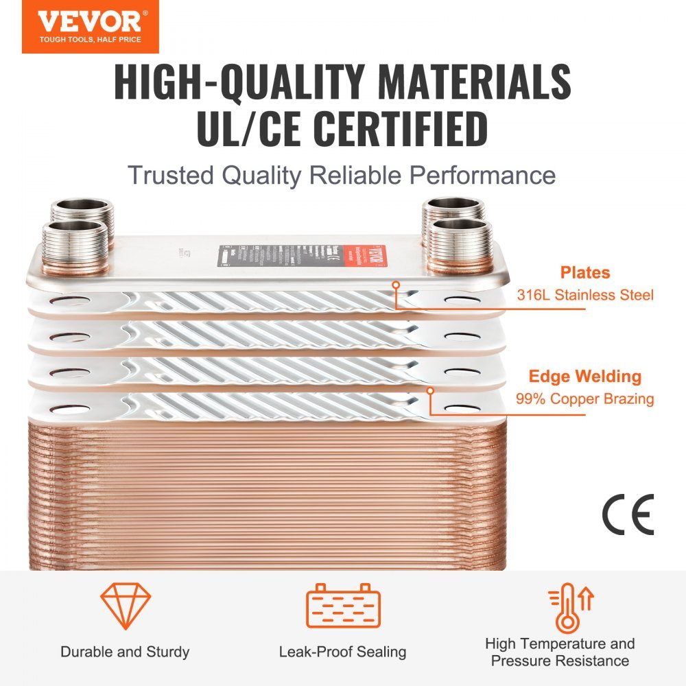 100 platenwarmtewisselaar 4x1-1/4 inch MNPT aansluiting gemaakt van 316L RVS