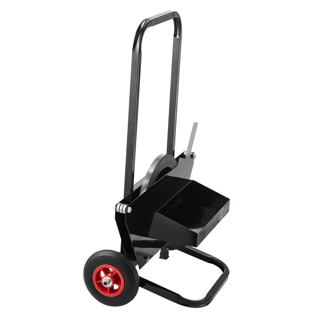Distributeur, adapté aux bobines de feuillard en acier avec des dimensions extérieures de mandrin de 600 mm, distributeur de cerclage avec roues en caoutchouc, chariot de cerclage, dispositif de cerclage, adapté à l'usine, à l'entrepôt, à la zone de charg