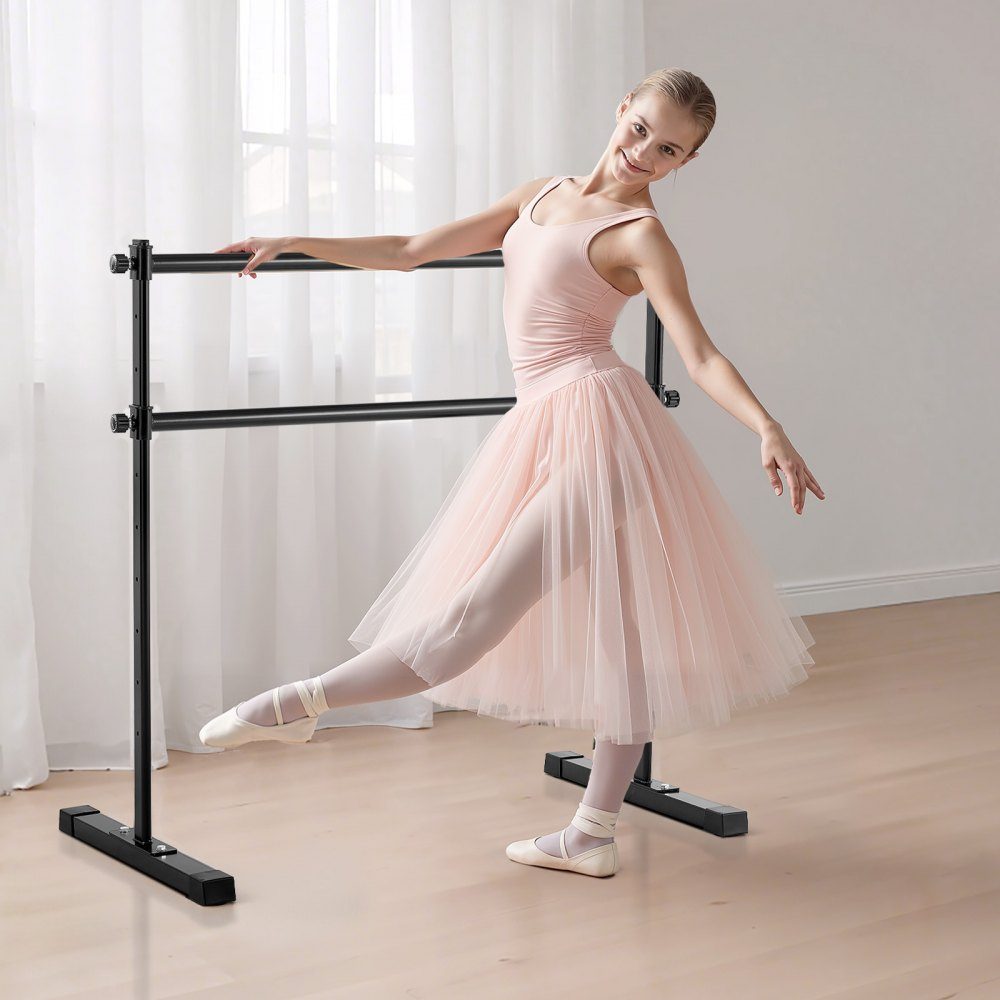 Ballet bar dance bar free-standing double bar, height adjustable (10 levels / 290-1205 mm) metal stretching bar for ballet exercises, balance training, relaxation exercises, portable
