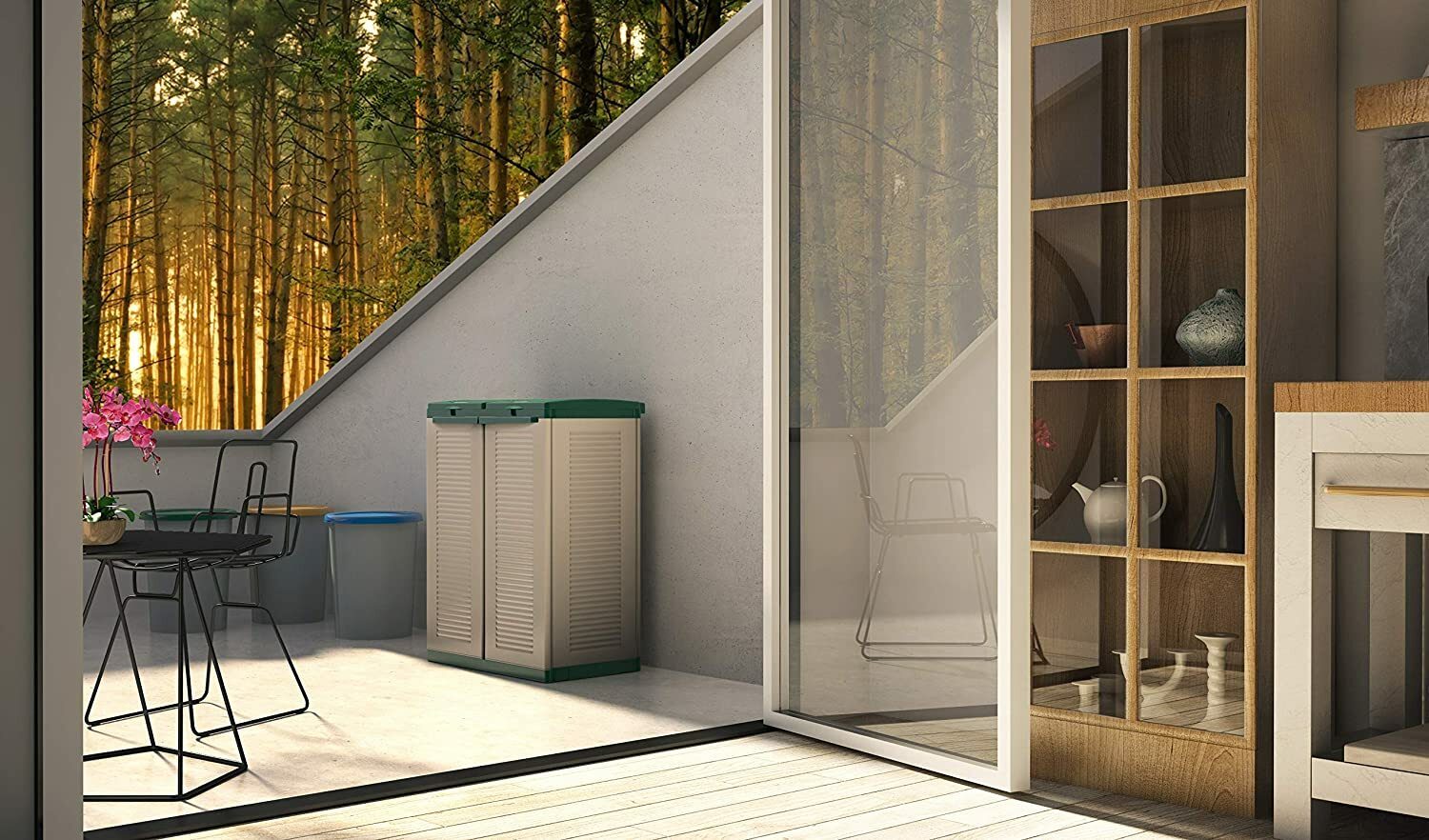 Abfallbehälter für gelben Sack Terry 9714402 Ecocab Contenitori, Verde, 68x39x88,7 cm