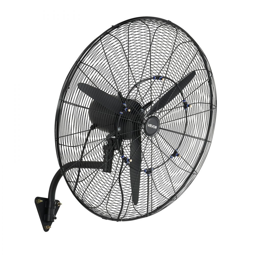 115W Industrial Wall Fan 32" 5.9m/s Oscillating Wall Fan with 3 Levels Adjustable Angle and Mist Commercial Industrial Fan for Workshop Garage Warehouse Gym Black