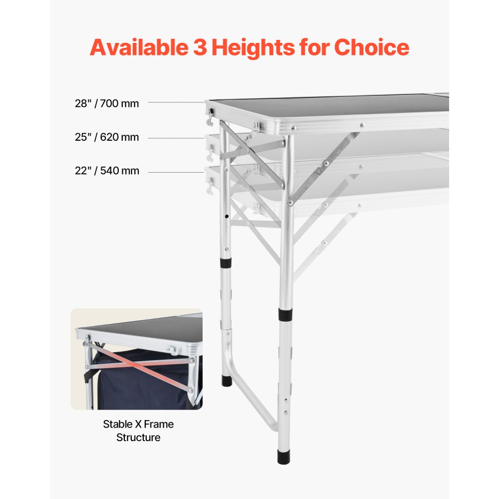 Camping-Küchentisch, klappbarer Kochtisch, Outdoor, 3-fach höhenverstellbar, tragbare Kochstation aus Aluminium mit Organizer und Tragegriff, für Grillparty, Picknick, Wohnmobil-Reise, blau Camping-Küchentisch, klappbarer Kochtisch, Outdoor, 3-fach höhenverstellbar, tragbare Kochstation aus Aluminium mit Organizer und Tragegriff, für Grillparty, Picknick, Wohnmobil-Reise, blau
