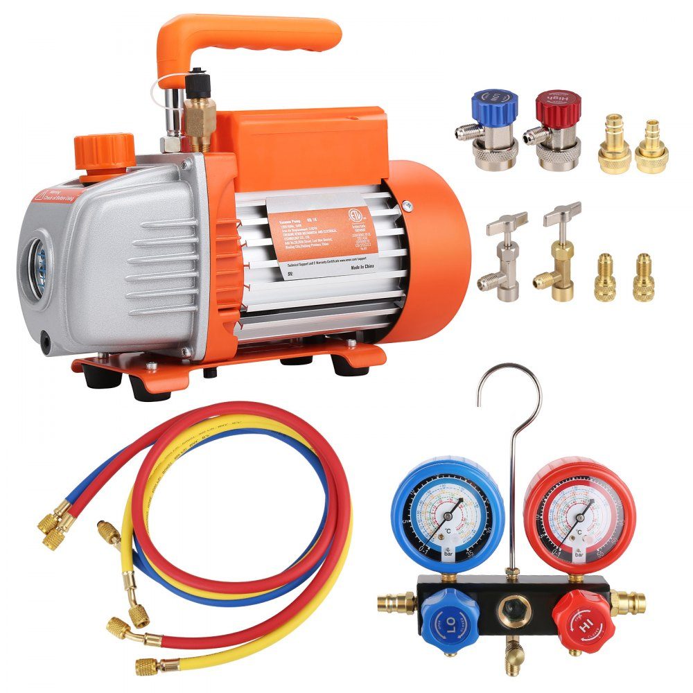 Vakuumpumpe 100L/min Vakuumpumpe A2L explosionsgeschützt 150W 220V/50HZ 1440RPM 55-276bar 250ml Ölkapazität HVAC Vakuumgeräte Verteiler Manometer Set Klimaanlage Fahrzeug Kühlsysteme