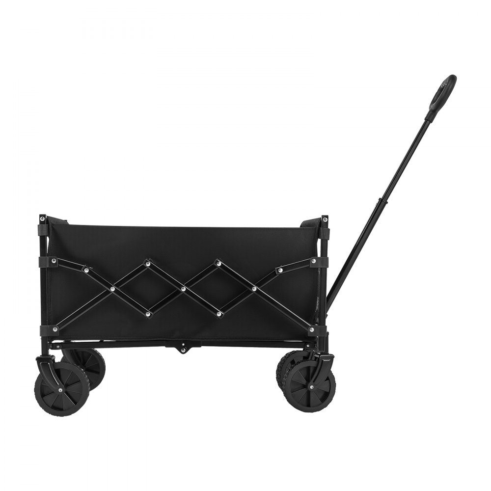 Chariot à bras 66 x 45 x 46 cm, 102 kg, chariot pliable avec roues tout-terrain, chariot utilitaire d'extérieur avec poignée réglable, chariot de camping pour plage, épicerie, jardin, noir