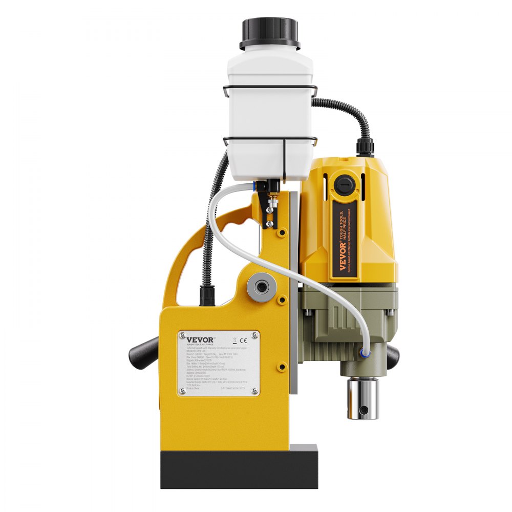 Magnetische boor Kernboor 1400W φ50mm, 12500N Draagbare elektrische magneetboor met 11 kernboren, 800 RPM boor voor metalen oppervlakken Industrie DIY Geel