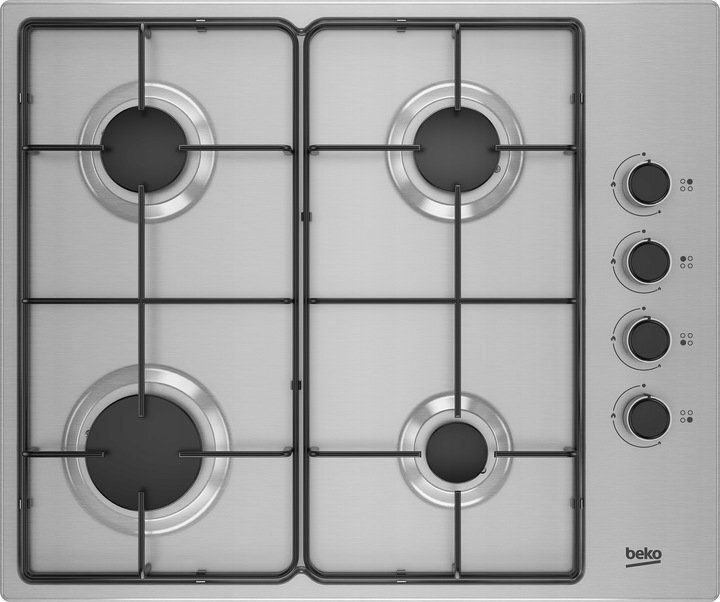 Exklusives Gaskochfeld 60 cm autarker Einbaubackofen Silber
