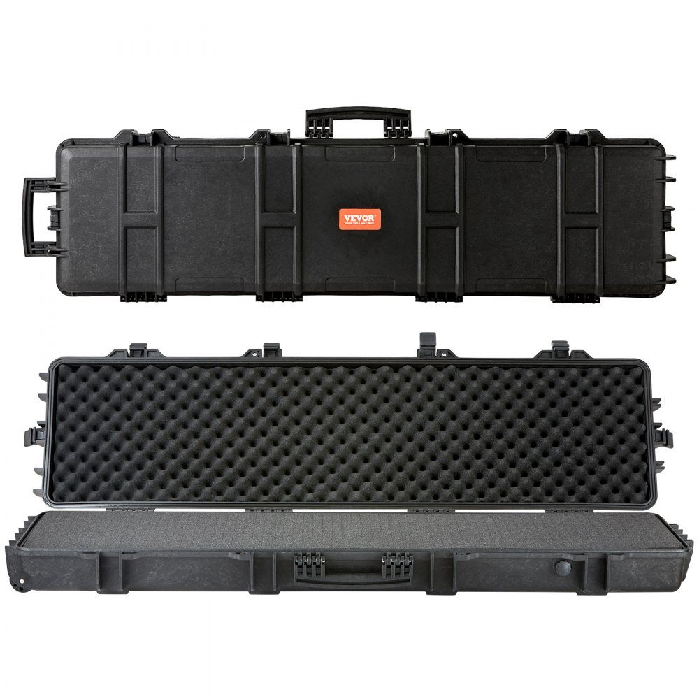 Rifle hard case with 3 layers of fully protective foam, lockable hard gun case, waterproof & rollable long gun case, for 138cm rifles or shotguns