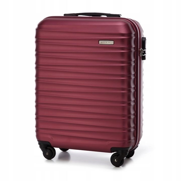 Premium Koffer Reisekoffer Bordkoffer mit Rippen ABS-Kunststoff 34l dunkelrot