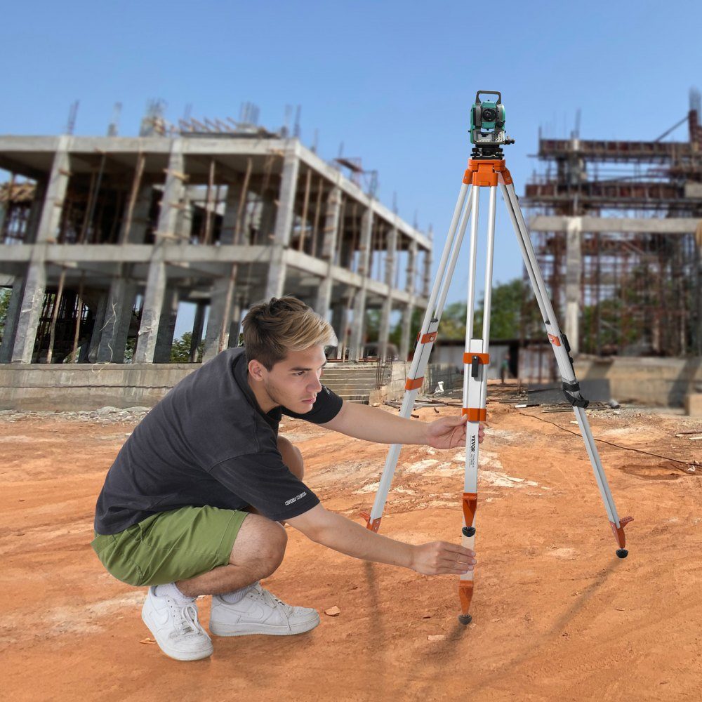 Laser-Nivellierstativ, 5/8-Zoll-11-Gewindehalterung, 16,53–65,55 Zoll Höhenverstellung, robustes Vermessungsstativ für Bau-Laser-Nivellierscanner, einziehbare Beine, rutschfeste Füße, professionell