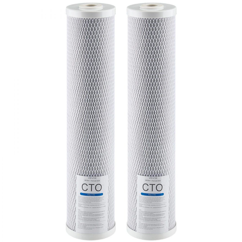 2-pack vervangingscartridge voor het hele huis waterfilter 115x507mm CTO koolstofblokvervangingsfilter voor 3-traps waterfiltersysteem vermindert chloor, slechte smaak en geur