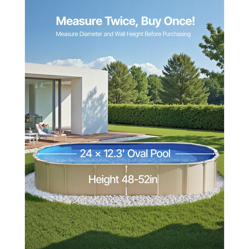 Oval pool liner, 730x375x147 cm, inner liner, replacement liner, inner cover, swimming pool liner, vinyl liner in standard thickness, wear-resistant, for above-ground pools with 132 cm high walls, plain