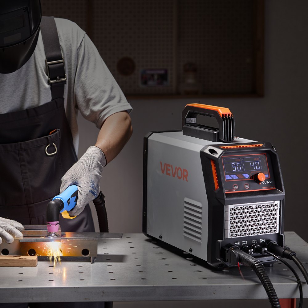 Plasmasnijder 50A Contactloze pilotboogplasmasnijder Digitaal display IGBT-omvormer met 2T/4T-functie en instelbare PA/PT-tijd voor reparaties in de thuiswerkplaats Plasmasnijder 50A Contactloze pilotboogplasmasnijder Digitaal display IGBT-omvormer met 2T/4T-functie en instelbare PA/PT-tijd voor reparaties in de thuiswerkplaats
