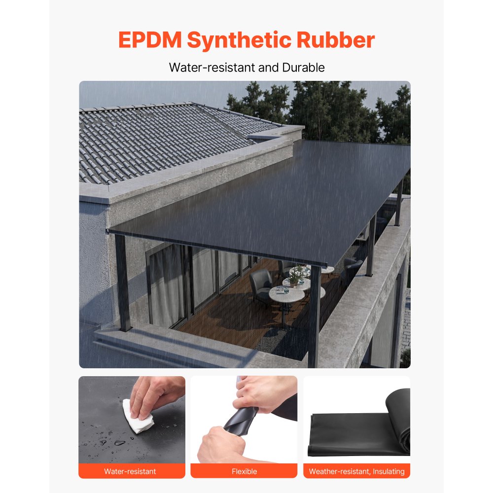 Membrane de toiture 6,096 x 7,62 m, membrane de toiture, film EPDM 1,14 mm, étanchéité pour abri de voiture, longue durée de vie et résistant aux intempéries, étanchéité de toiture, sous-toiture pour camping-cars, toits, étangs Membrane de toiture 6,096 x 7,62 m, membrane de toiture, film EPDM 1,14 mm, étanchéité pour abri de voiture, longue durée de vie et résistant aux intempéries, étanchéité de toiture, sous-toiture pour camping-cars, toits, étangs