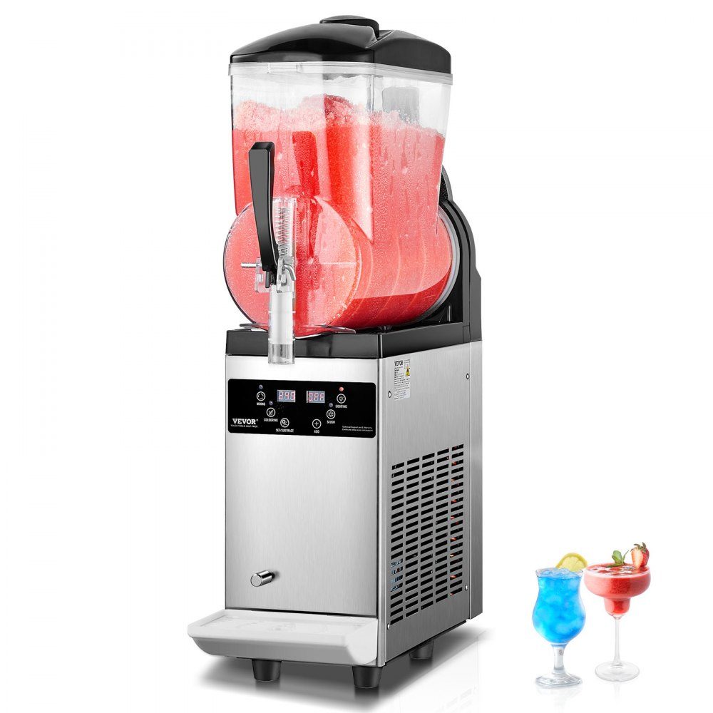 Kommerzielle Slush-Eismaschine, 12 l, Einzeltankmaschine für gefrorene Getränke, 48 Tassen, Edelstahl-Slush-Eismaschine mit elektronischer Tastatur, Softeismaschine für Partys, Restaurants, Cafés