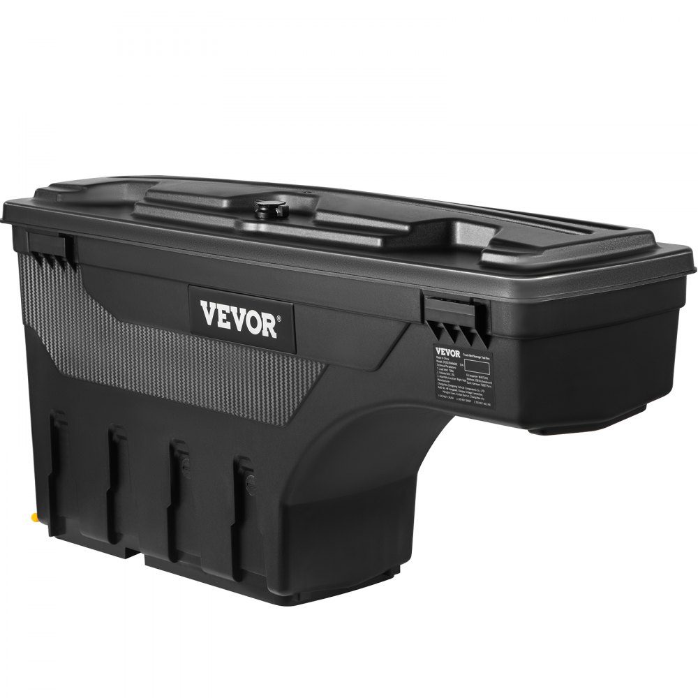 Truck Bed Storage Box Lockable Lid Waterproof ABS Wheel Arch Tool Box 20L with Password Padlock Compatible with Dodge Ram 1500 2019-2021 Driver Side Black